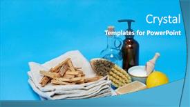  Presentation with eco soap - Slide deck consisting of natural-cleaning-stuff-and-eco background and a teal colored foreground