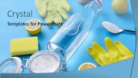  Presentation with rubber gloves - Colorful slide deck enhanced with natural-cleaning-stuff-and-eco backdrop and a light blue colored foreground