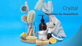  Presentation with eco soap - Theme having natural-cleaning-stuff-sustainability background and a cyan colored foreground