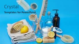  Presentation with eco sustainability - Presentation theme with natural-cleaning-stuff-sustainability background and a teal colored foreground