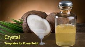  Presentation with coconut oil - Beautiful PPT theme featuring natural coconut walnut oil backdrop and a tawny brown colored foreground