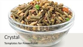  Presentation with poultry feed - PPT layouts with natural compounds - bowl of compound rodents feed background and a mint green colored foreground