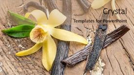  Presentation with vanilla - Audience pleasing presentation design consisting of natural compounds - dried vanilla fruits and vanilla backdrop and a coral colored foreground