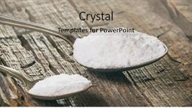  Presentation with baking soda - Presentation theme consisting of natural compounds - tablespoon and teaspoon with baking background and a light gray colored foreground