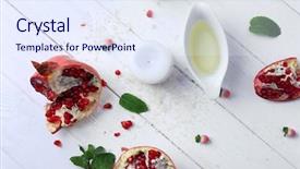  Presentation with natural cosmetic - Theme consisting of natural cosmetic ingredients on wooden background and a sky blue colored foreground