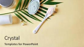  Presentation with cosmetics natural - Colorful presentation enhanced with natural cosmetics and leaf backdrop and a lemonade colored foreground