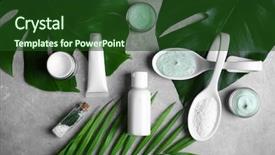  Presentation with beauty cosmetic - Amazing presentation having natural cosmetics and leaves backdrop and a forest green colored foreground