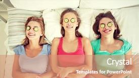  Presentation with cosmetics natural - Colorful PPT theme enhanced with natural cosmetics and pajama party backdrop and a coral colored foreground