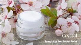  Presentation with cosmetics natural - Audience pleasing slide deck consisting of natural cosmetics fresh as flowers backdrop and a gray colored foreground