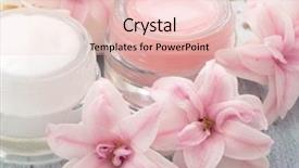  Presentation with cosmetics natural - Slides enhanced with natural cosmetics fresh as spring flowers background and a lemonade colored foreground