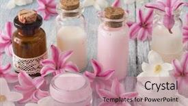  Presentation with cosmetics natural - Colorful PPT theme enhanced with natural cosmetics fresh as spring backdrop and a coral colored foreground