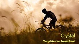  Presentation with rides - Presentation design having nature cycles - healthy fit man rides his background and a tawny brown colored foreground