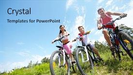  Presentation with family - Theme featuring nature cycles - portrait of family of three background and a light blue colored foreground