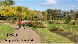  Presentation with man joined woman - Colorful slide set enhanced with nature cycles - senior man and woman exercising backdrop and a coral colored foreground