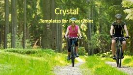  Presentation with woods - PPT layouts featuring nature cycles - young cheerful biker couple background and a yellow colored foreground