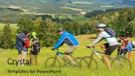  Presentation with people enjoying - Audience pleasing PPT layouts consisting of nature cycles - young people enjoying scenic view backdrop and a yellow colored foreground