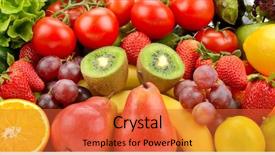  Presentation with fruits - Cool new slides with natural delicious fruits and vegetables backdrop and a red colored foreground