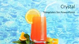  Presentation with blue and orange - PPT theme with natural drinks - glass of orange cocktail background and a  colored foreground
