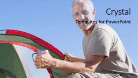  Presentation with happy camper - PPT theme consisting of natural drinks - happy camper setting up his background and a  colored foreground