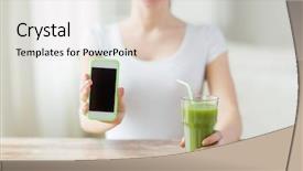  Presentation with green technology - Cool new slide deck with natural drinks - healthy eating diet detox technology backdrop and a lemonade colored foreground