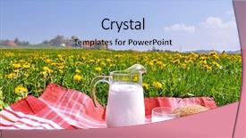  Presentation with milk - Theme enhanced with natural drinks - jug of milk and bread background and a light blue colored foreground