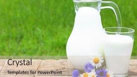  Presentation with milk - Slide set consisting of natural drinks - milk jug and glass background and a lemonade colored foreground