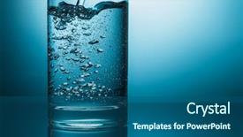  Presentation with pouring water - Colorful presentation theme enhanced with natural drinks - pouring water in glass closeup backdrop and a ocean colored foreground