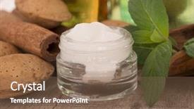  Presentation with face cream flower - Theme featuring natural face cream background and a violet colored foreground