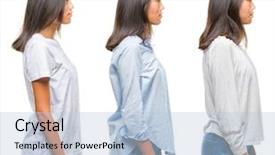  Presentation with collage - Beautiful slide deck featuring natural face with confident smile backdrop and a light blue colored foreground