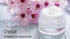  Presentation with face scrub cream - Slides having natural facial cream fresh background and a light gray colored foreground