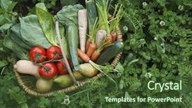  Presentation with vegetables - PPT theme with natural food - closeup elevated view of fresh background and a tawny brown colored foreground