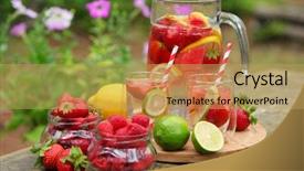  Presentation with ice milk tea - Beautiful PPT layouts featuring natural food - sweet ice tea with fruits backdrop and a  colored foreground