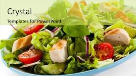  Presentation with roasted chicken - Audience pleasing theme consisting of natural food - vegetable salad with roasted chicken backdrop and a yellow colored foreground