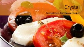  Presentation with salad packaging - Slide set enhanced with natural food colours - caprese salad background and a gold colored foreground