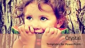  Presentation with vintage retro - Beautiful theme featuring natural food colours - cute girl eating watermelon done backdrop and a coral colored foreground