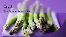  Presentation with asparagus - Theme enhanced with natural food colours - fresh green asparagus background and a light blue colored foreground