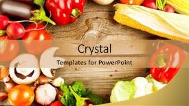  Presentation with border organic vegetables on wood - Audience pleasing PPT theme consisting of natural food colours - healthy organic vegetables backdrop and a yellow colored foreground