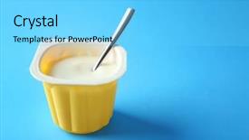  Presentation with yogurt - Presentation theme having natural food colours - plastic cup with yummy yogurt background and a light blue colored foreground