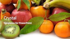  Presentation with food white - Slides enhanced with natural food colours - set fruit on white background background and a tawny brown colored foreground