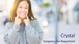  Presentation with middle earth - Slides having natural forces - beautiful middle age woman wearing background and a  colored foreground