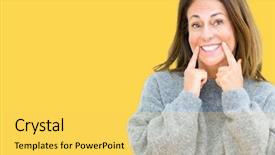  Presentation with age of enlightenment - Slide set enhanced with natural forces - beautiful middle age woman wearing background and a yellow colored foreground