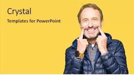  Presentation with mouth - PPT theme consisting of natural forces - middle age handsome man wearing background and a  colored foreground