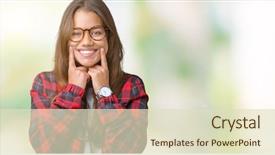  Presentation with mouth - Colorful PPT theme enhanced with natural forces - young beautiful brunette woman wearing backdrop and a  colored foreground