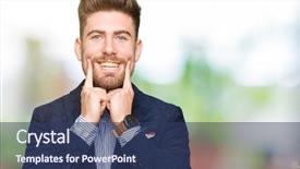  Presentation with bussines - Slides with natural forces - young handsome bussines man smiling background and a  colored foreground