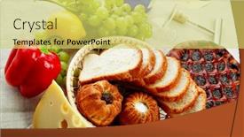  Presentation with foods - Cool new slide deck with natural form foods dairy produce pastry wine shot in a studio backdrop and a yellow colored foreground