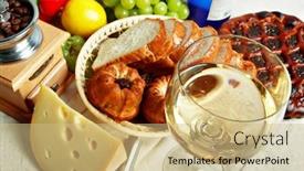  Presentation with foods - Amazing PPT layouts having natural form foods dairy produce pastry wine shot in a studio backdrop and a coral colored foreground