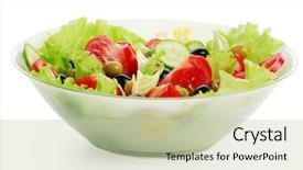  Presentation with foods - Audience pleasing presentation consisting of natural form foods fresh vegetables shot in a studio backdrop and a soft green colored foreground