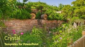  Presentation with plants - PPT theme enhanced with natural-garden-with-native-plants background and a tawny brown colored foreground