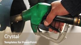  Presentation with refilling - PPT theme enhanced with natural gas vehicle - man refilling the car background and a coral colored foreground