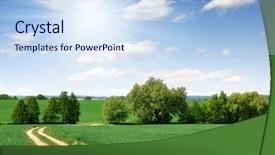  Presentation with way - Beautiful PPT layouts featuring natural growth - way in field backdrop and a  colored foreground